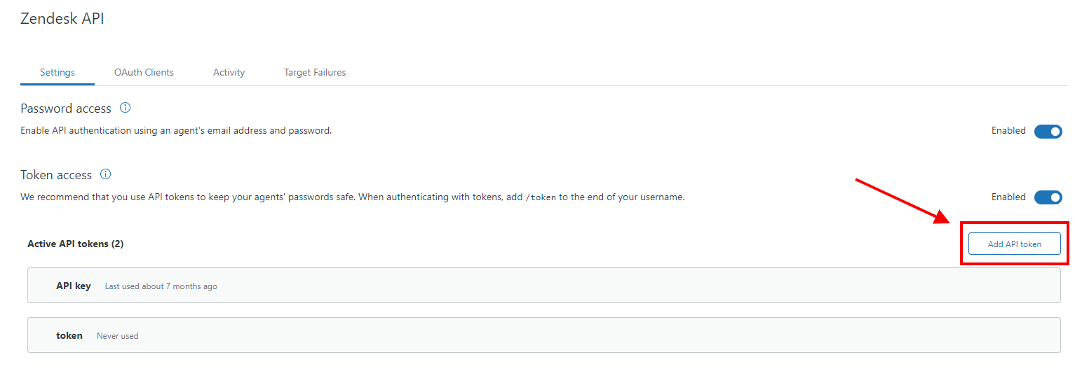 Zendesk Add API Token