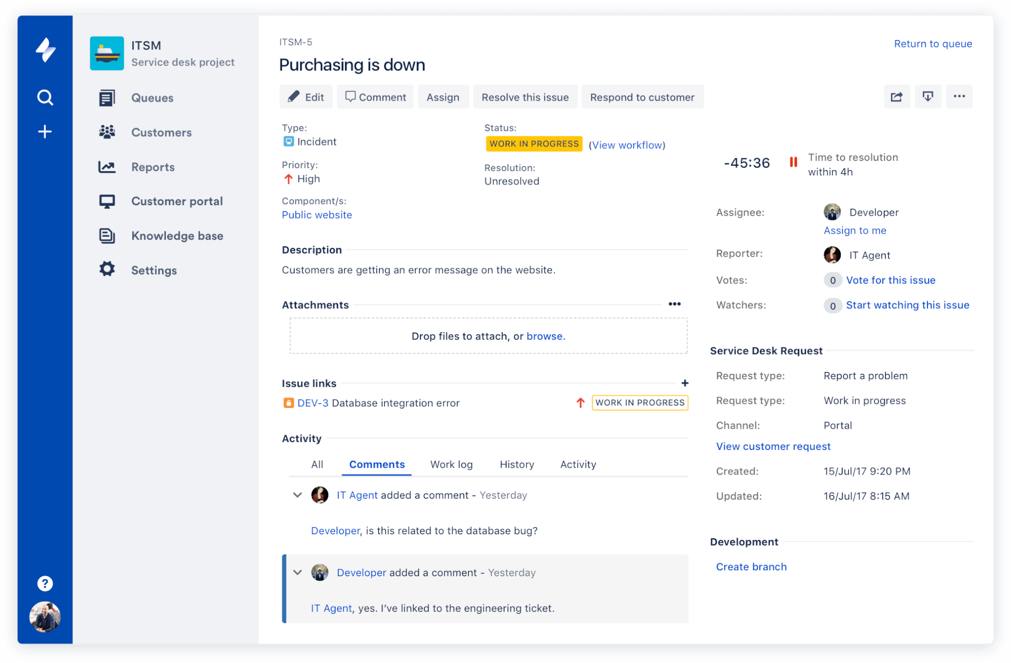 Jira Service Desk ticketing