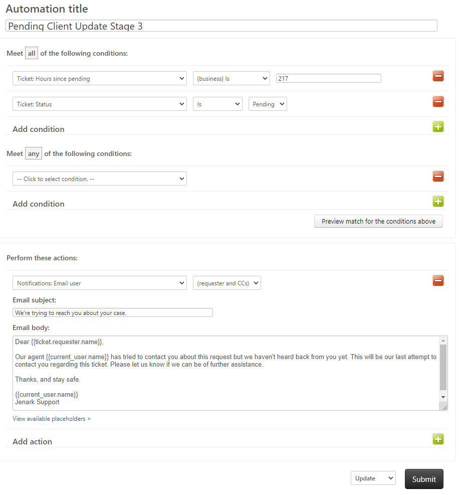 Automatisations Zendesk