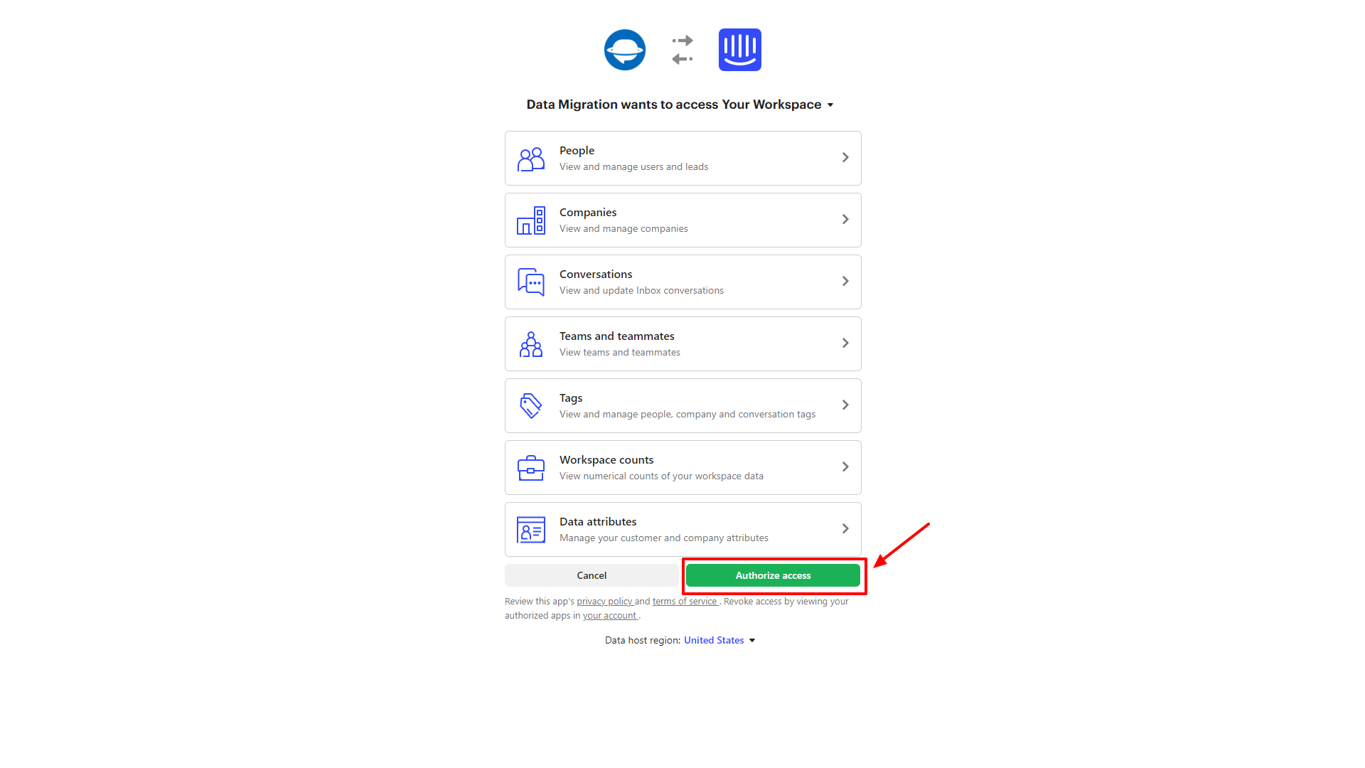 Intercom Authorize Connection