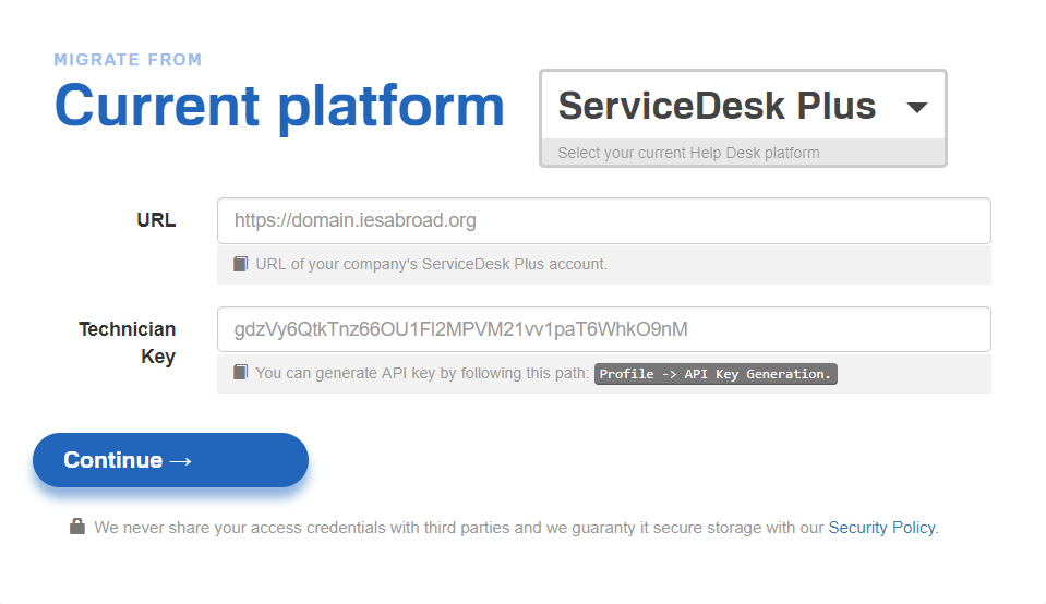 Servicedesk Plus Helpdesk Migrationsdienst