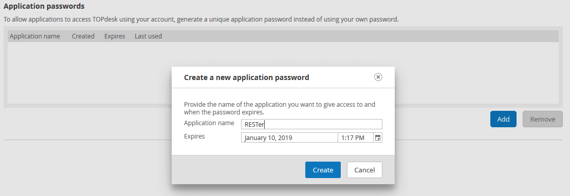 TOPdesk - crear contraseñas de aplicación