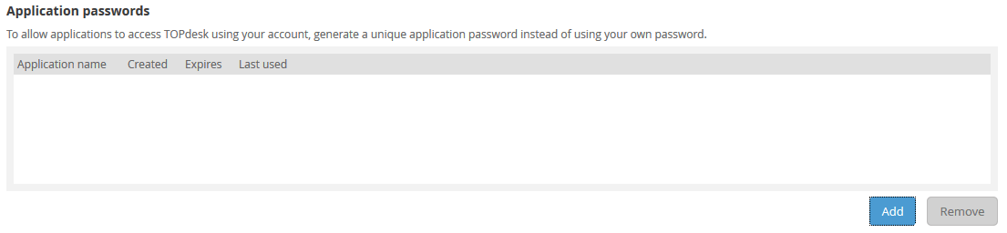 TOPdesk - contraseñas de aplicación