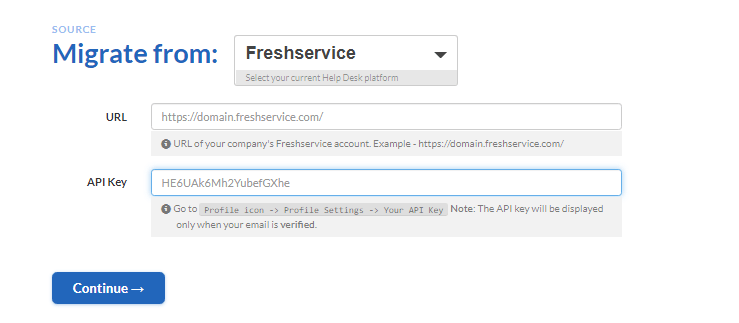 Freshservice credentials