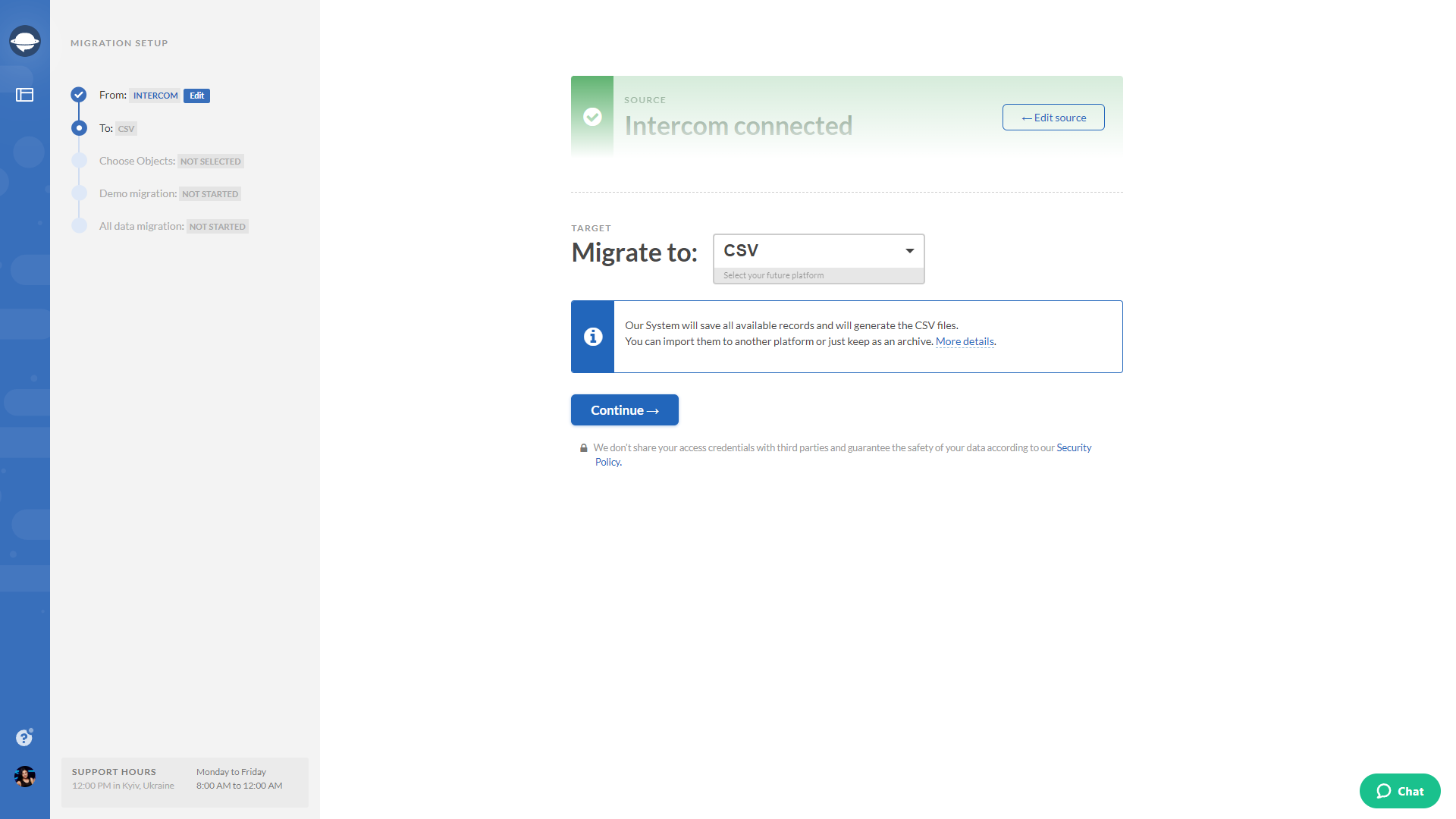 Migrate to CSV