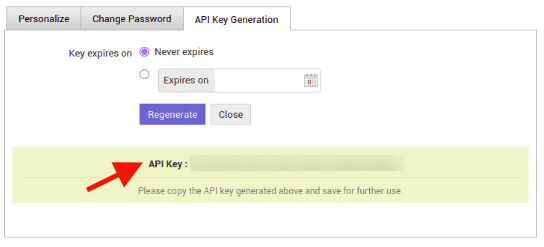 Generated API Key in ServiceDesk Plus