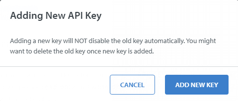 adding new api key in helpshift