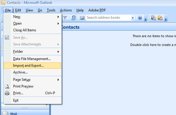 import contacts to outlook 2007