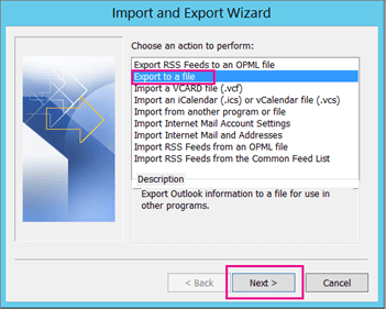 export to a file outlook