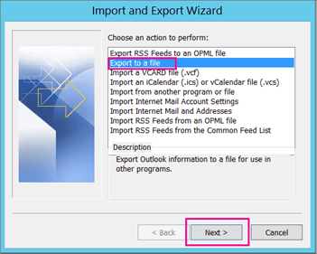 export outlook contacts to csv file