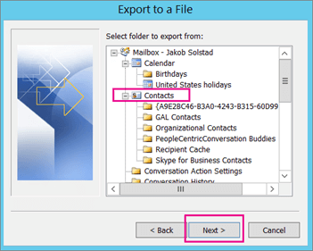 outlook export to a file