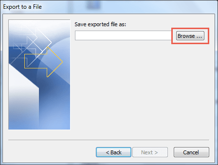 outlook save exported file