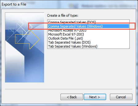 export contacts to csv from outlook