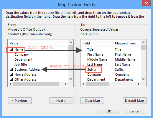 Outlook 2016 to CSV