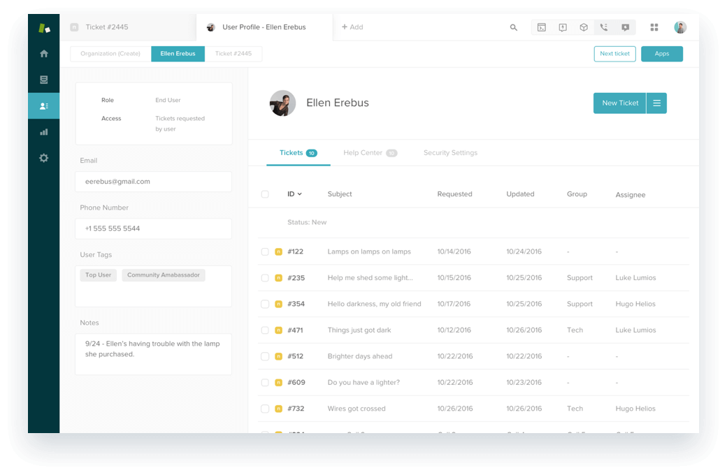 zendesk interface