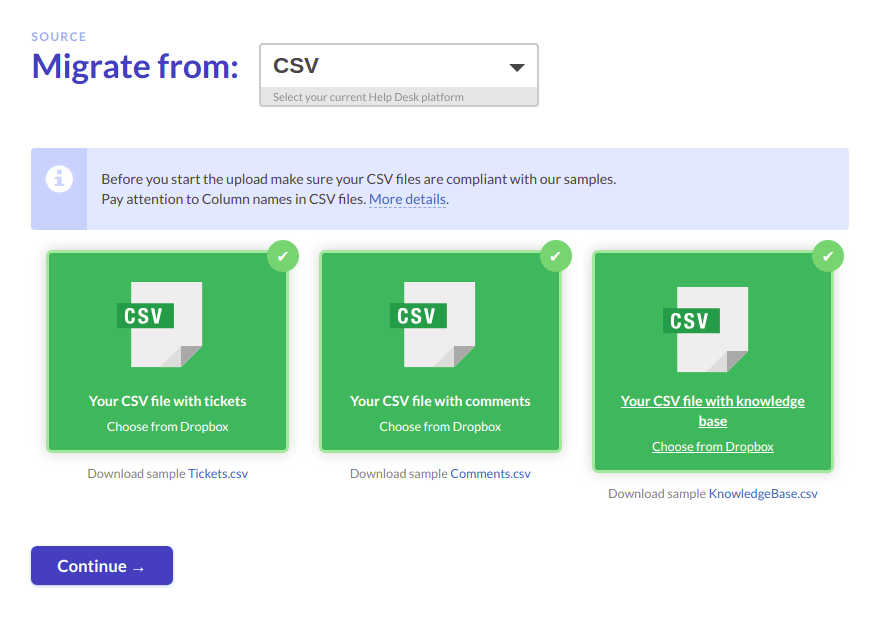 Using Dropbox To Import A Csv File Help Desk Migration Service