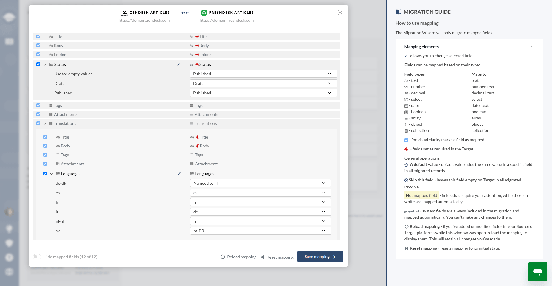 Help Desk Migration mapping articles in Freshdesk