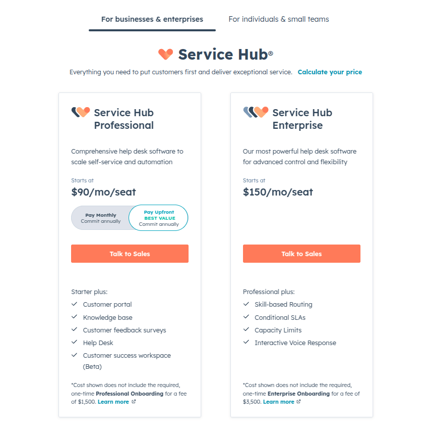 HubSpot Service Hub - Preços
