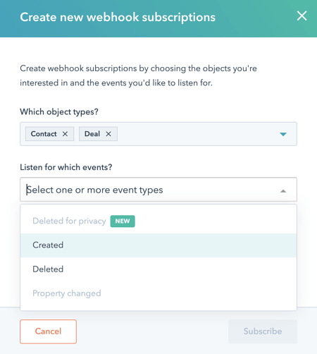 Webhooks dans HubSpot