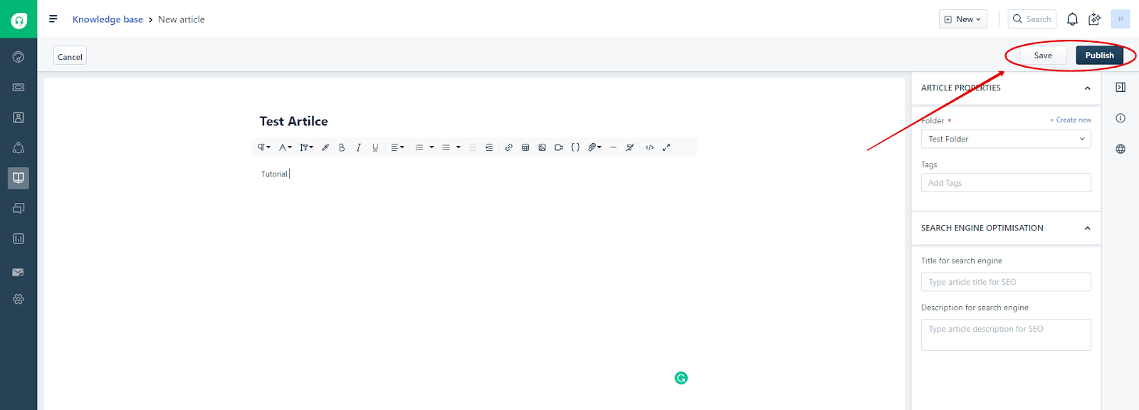 Publishing an article in Freshdesk KB