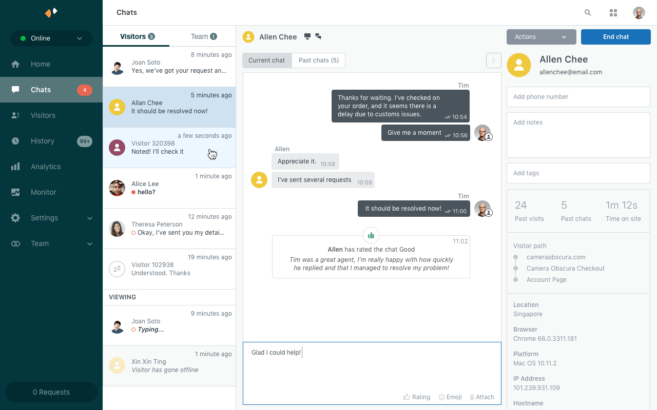 Zendesk interface