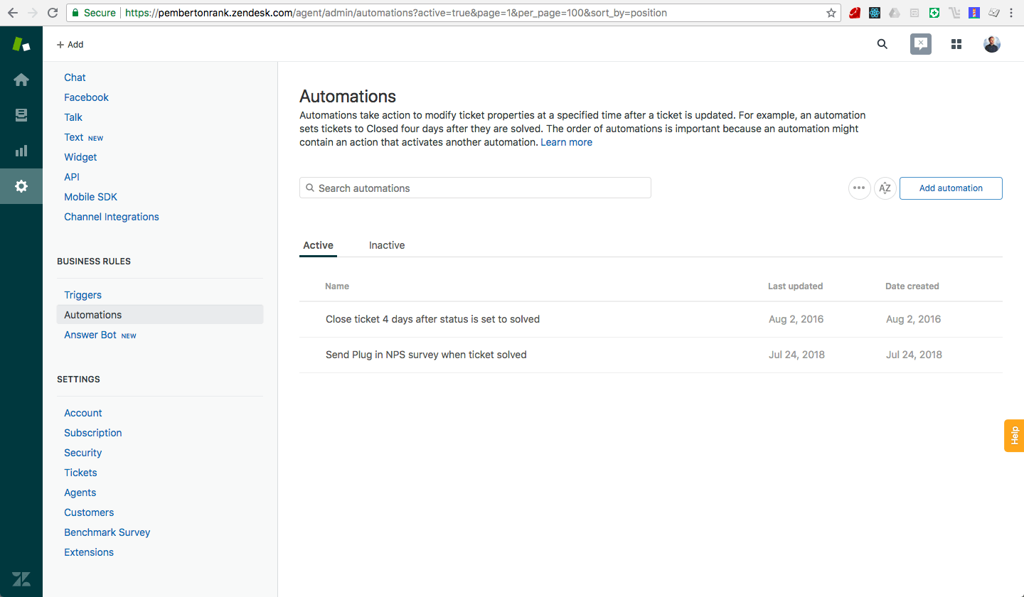 Zendesk Automations
