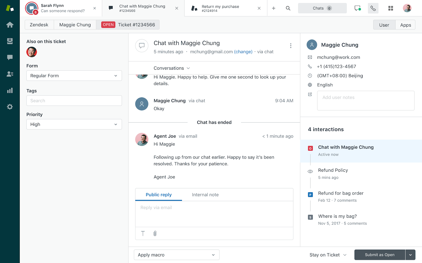 Agent workspace in Zendesk