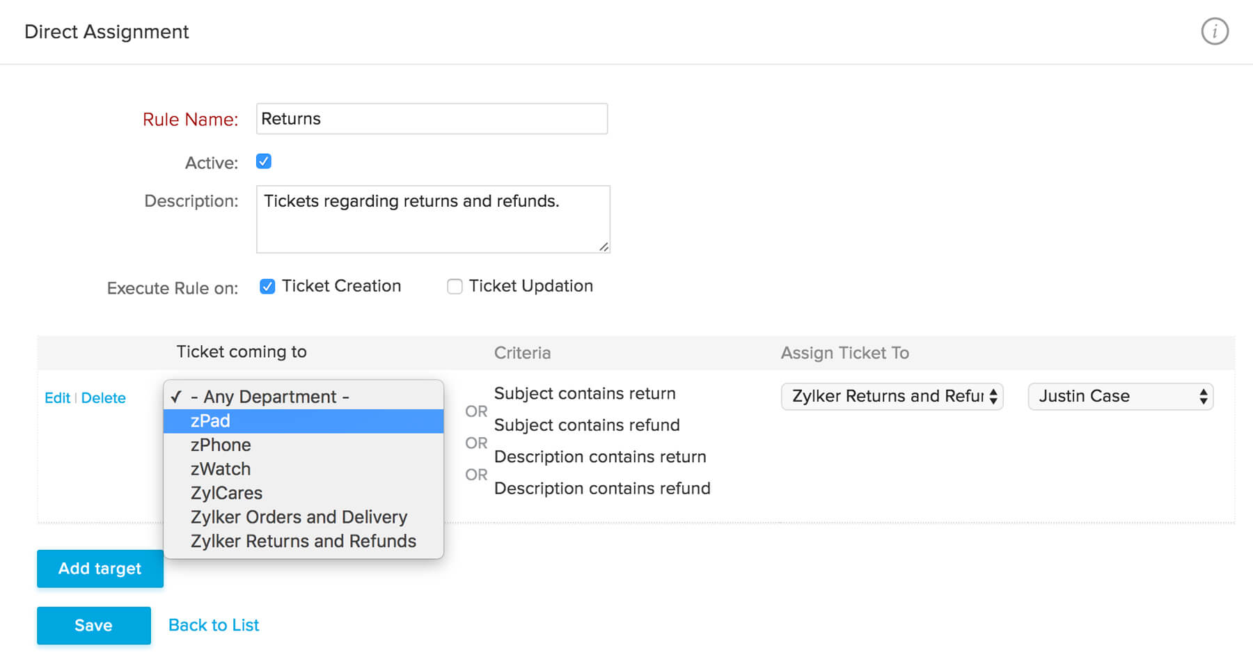 Automatización en Zoho Desk