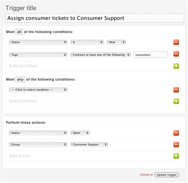 Tags trigger in Zendesk