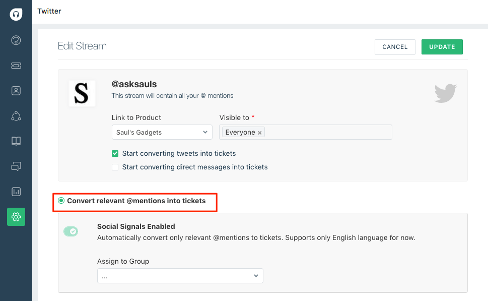 Social signals in Freshdesk