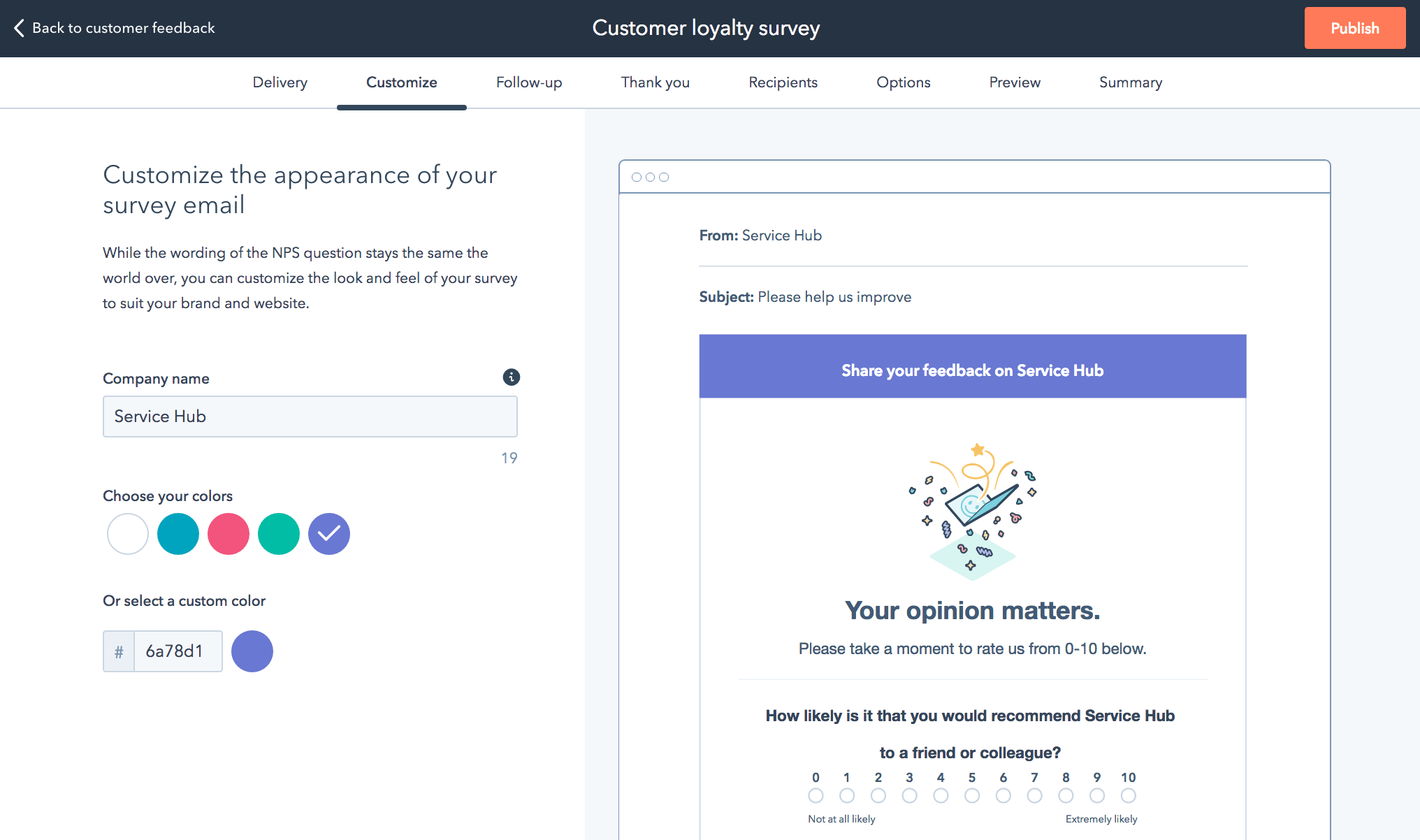 HubSpot nps survey