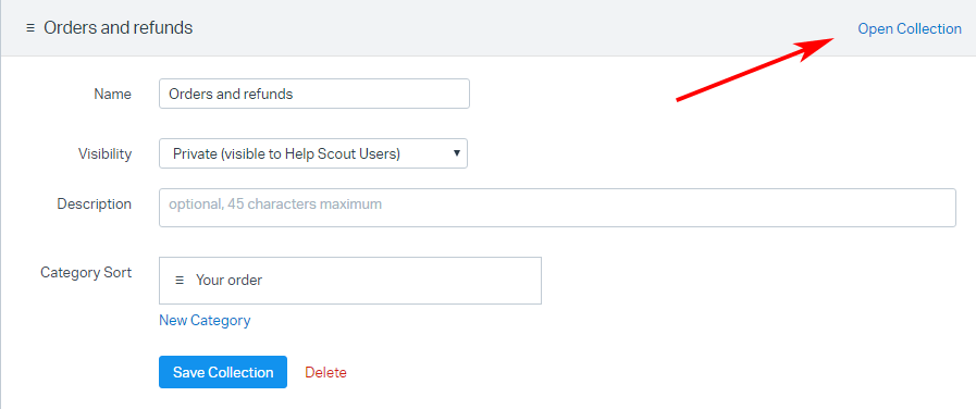 Open Collection in Help Scout