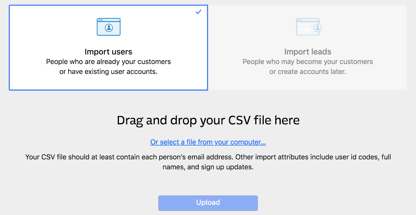 Intercom csv import