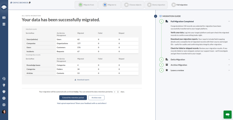 Run The Full Migration via Help Desk Migration Wizard