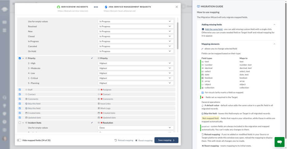 Map Data in the Help Desk Migration Wizard