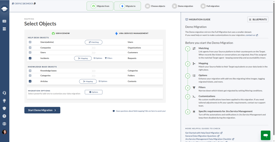 Confirm data in the Help Desk Migration Wizard