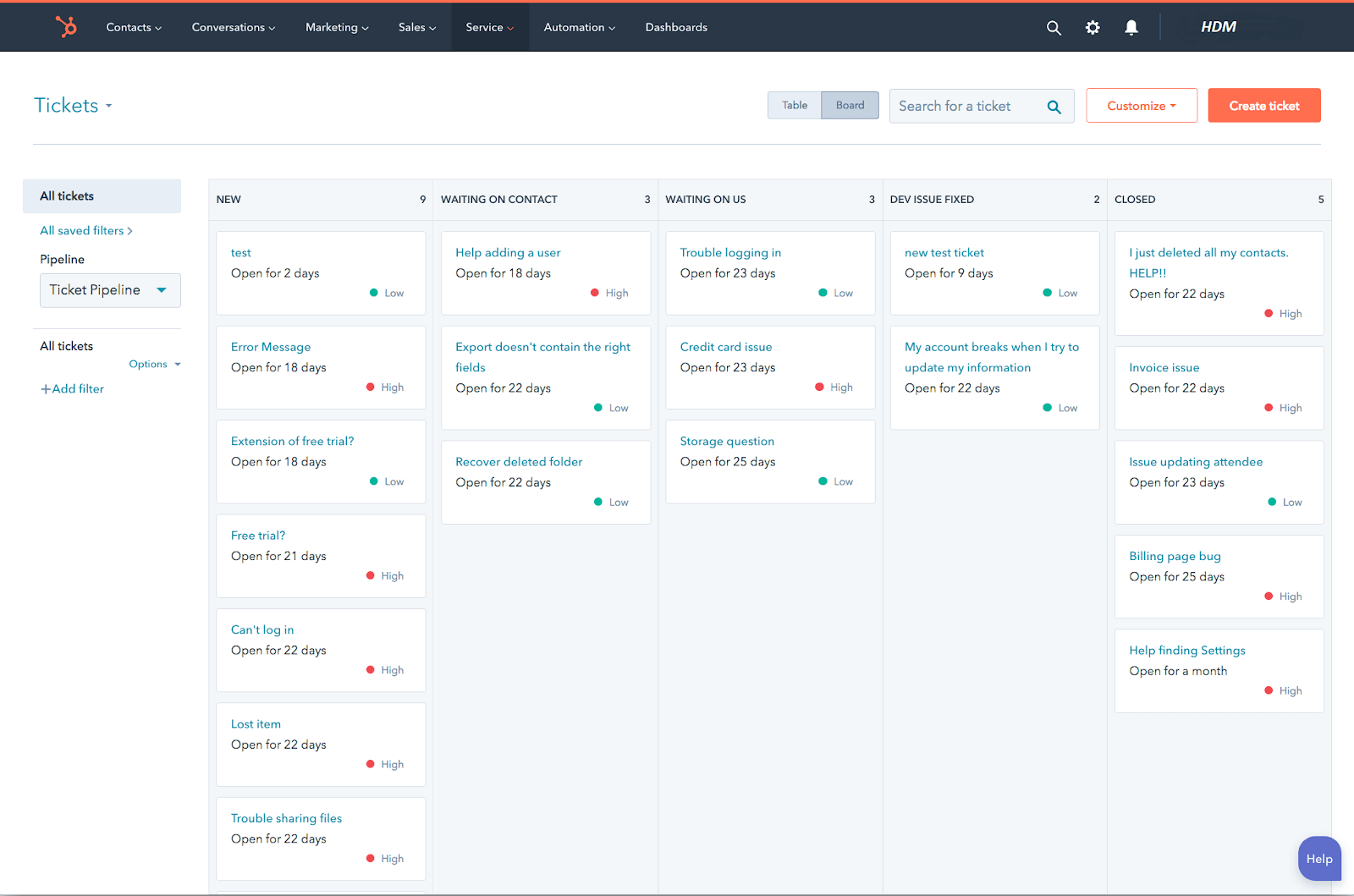 HubSpot User interface