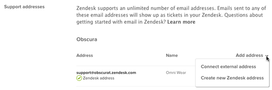 Adding Zendesk support email