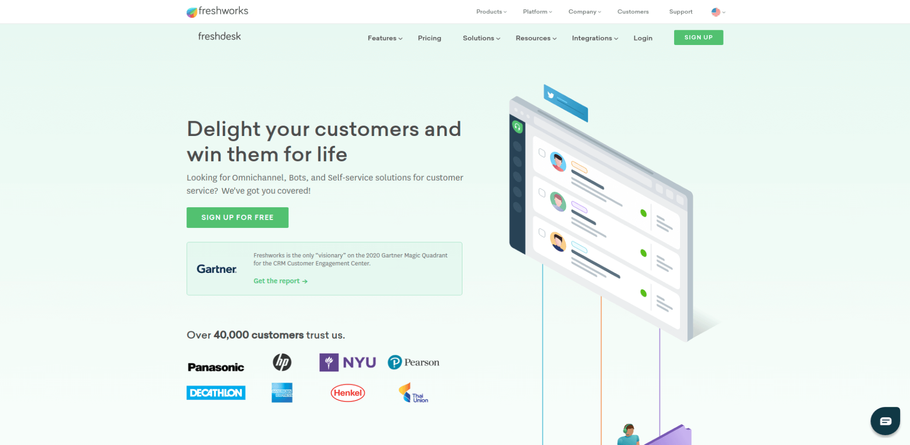 Landing Page of Freshdesk