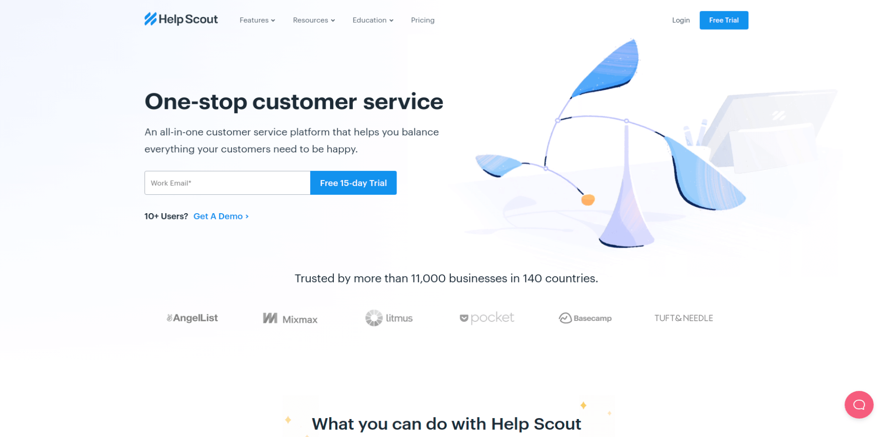 Landing Page of Help Scout