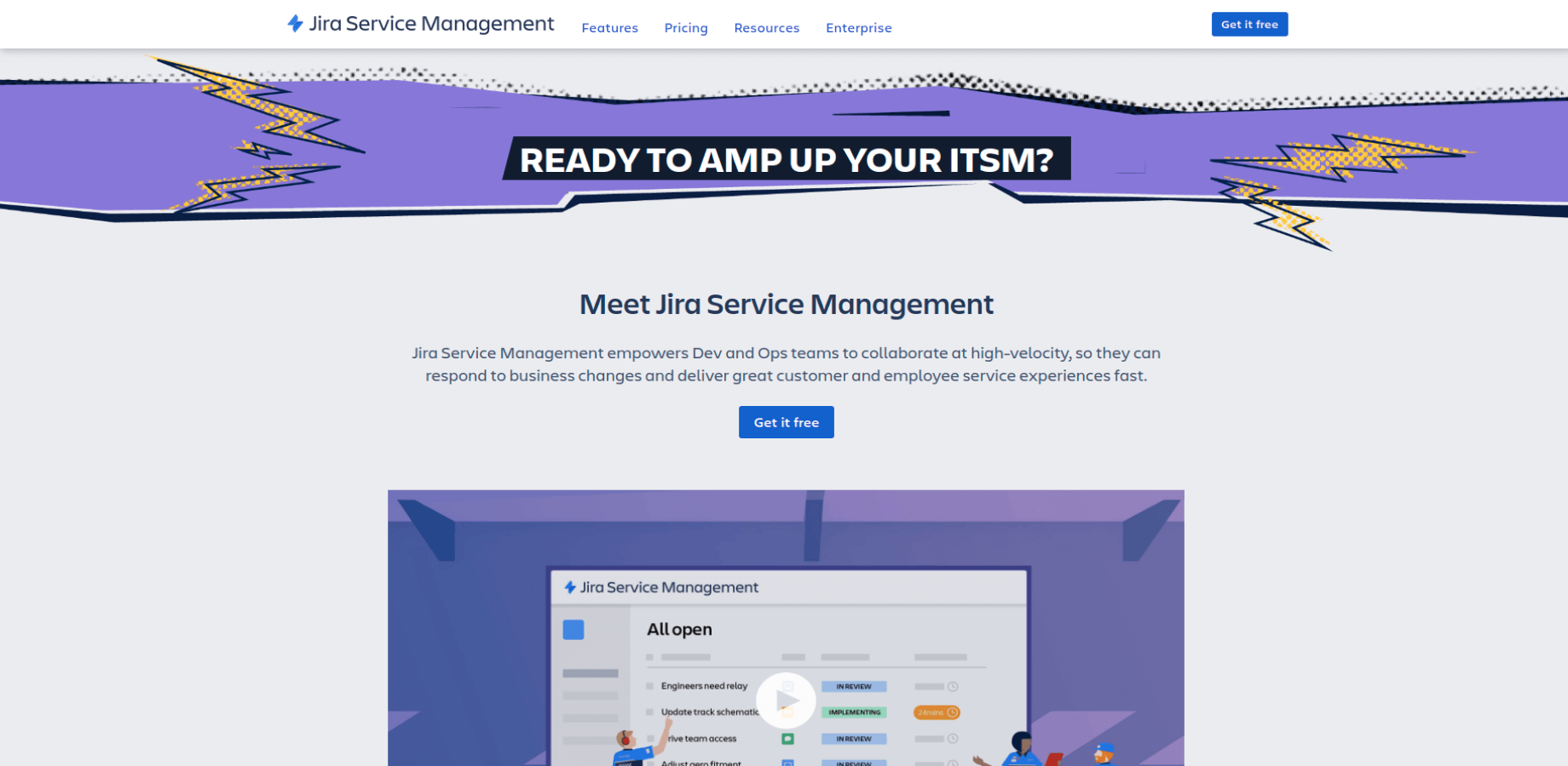 Landing Page of Jira Service Management