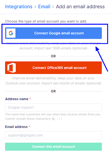 Gmail integration with Gorgias