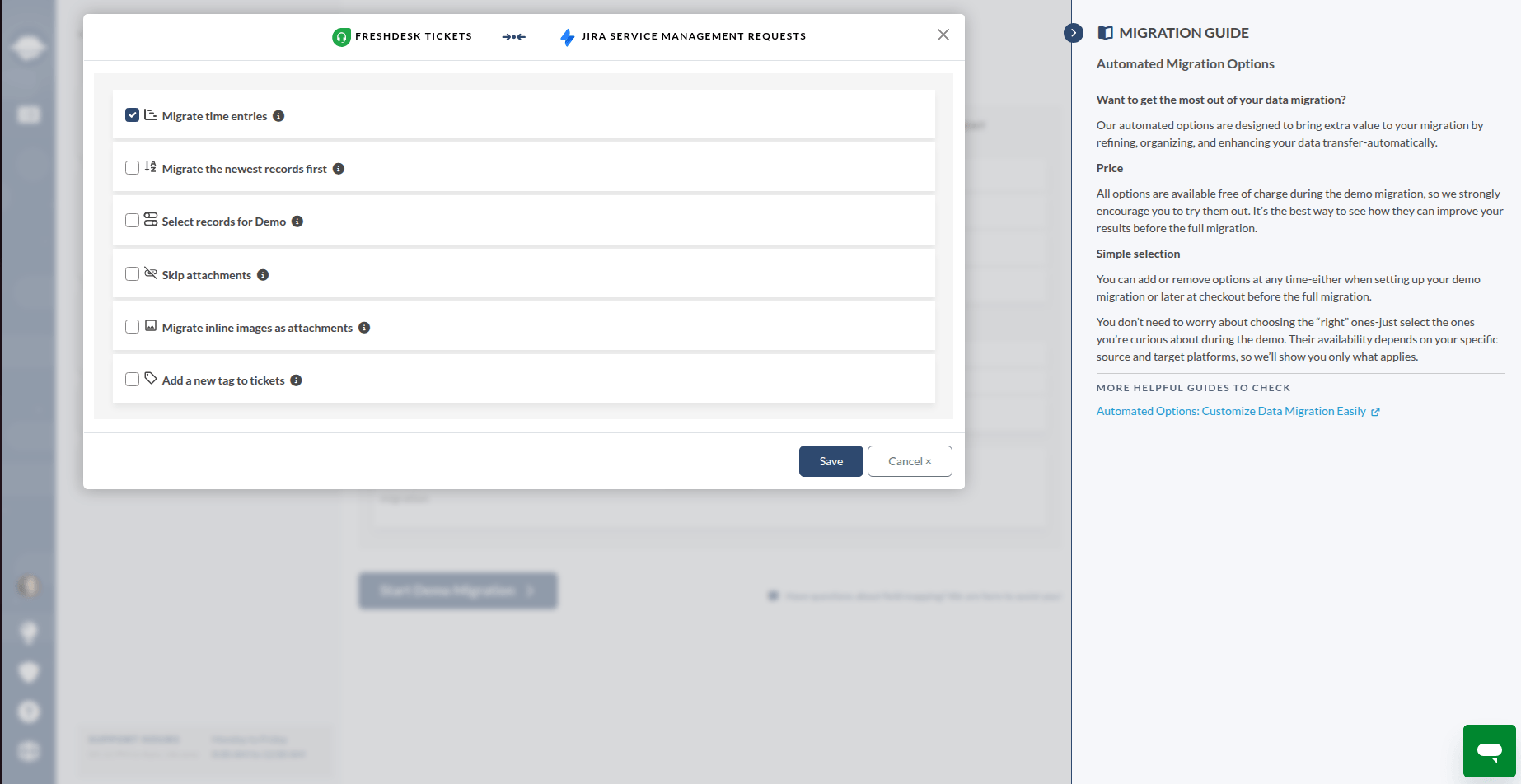 Migrar registros de tempo do Freshdesk para Jira