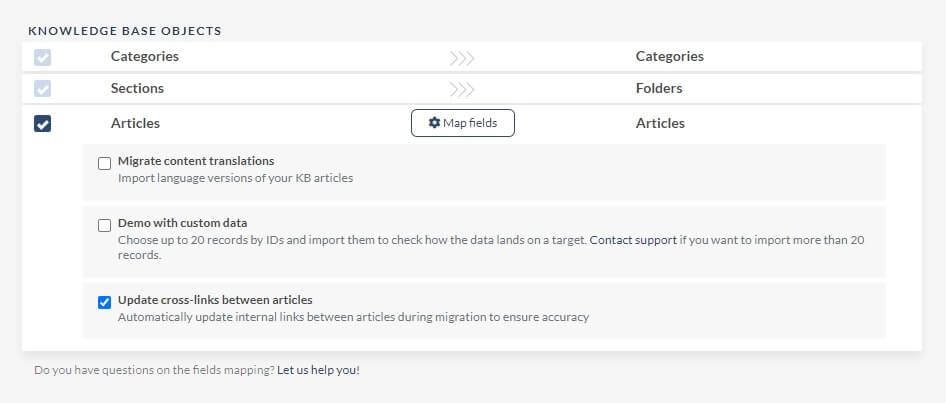 Atualizar links cruzados entre artigos | Migração de Help Desk