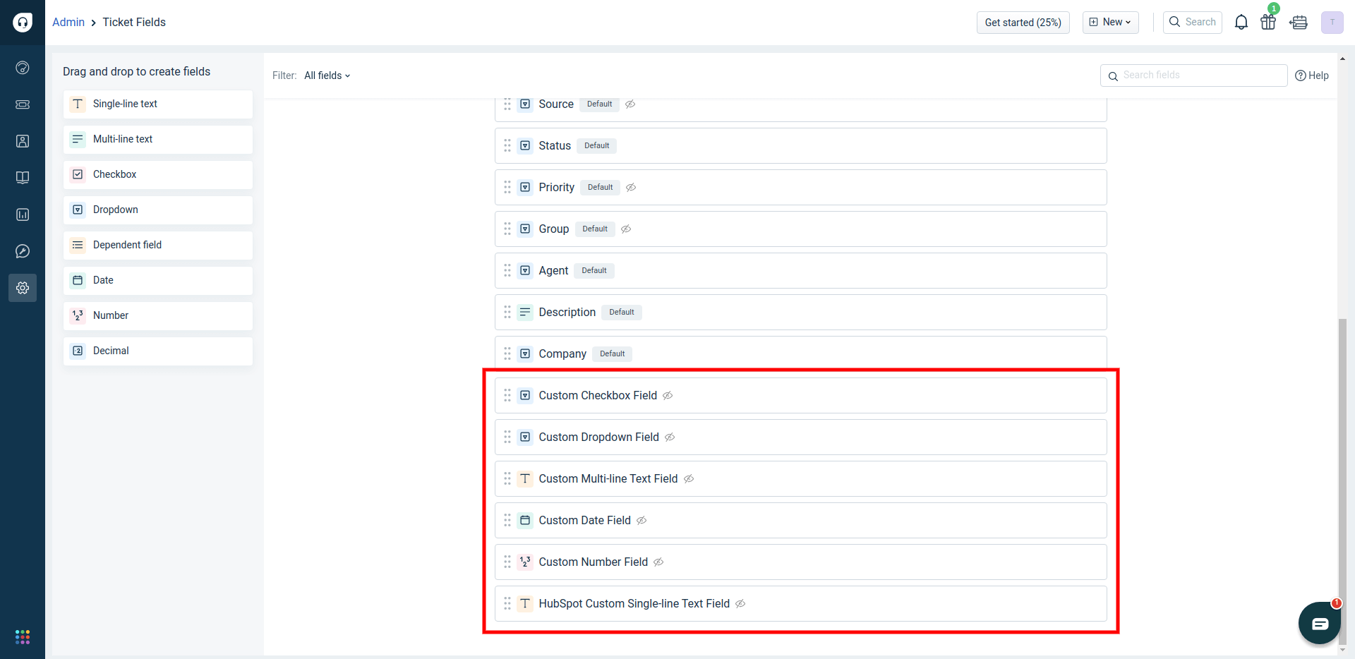 Add Custom Fields Target