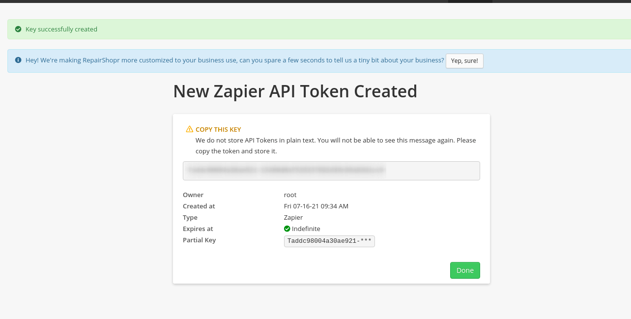 RepairShopr API Token Copy