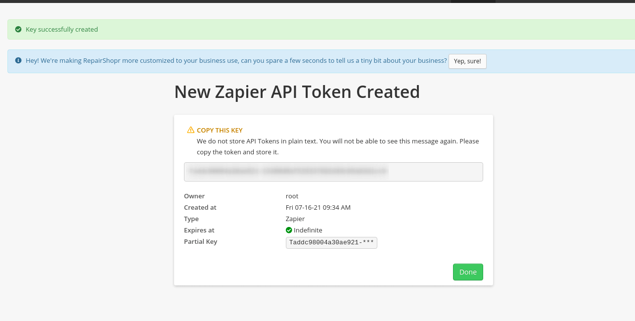 Syncro API Token Copy