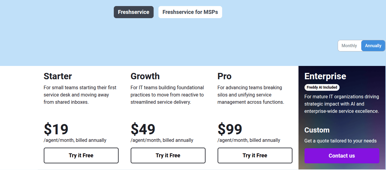 Freshservice Pricing