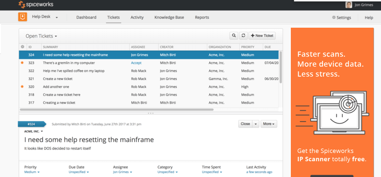 Spiceworks Cloud Interface