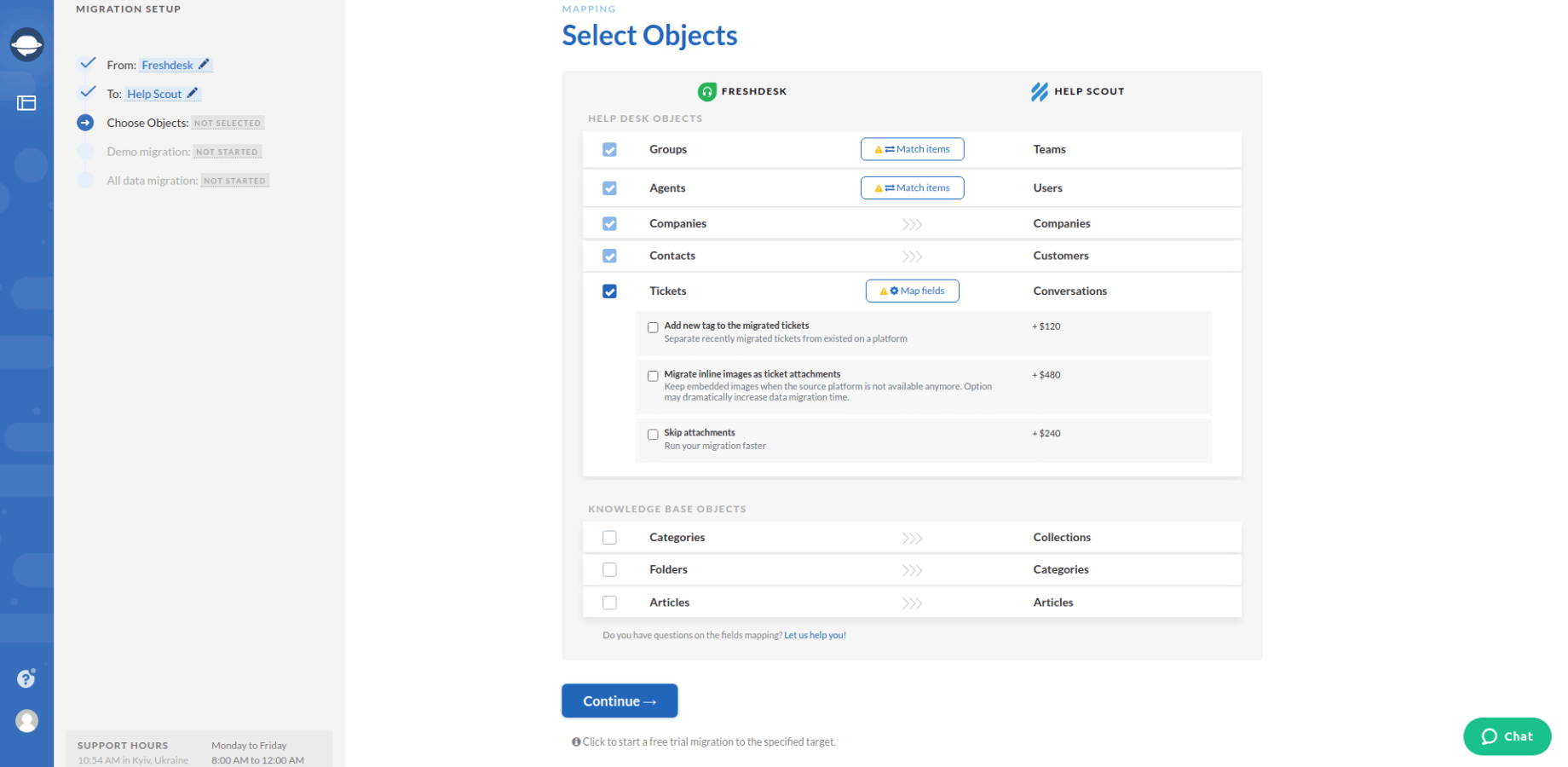 Data mapping in Migration Wizard | Help Desk Migration